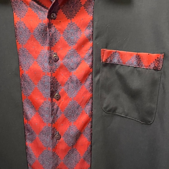 Kennington LTD Unique Men’s Button Up Short Sleeve, Sz XL, Navy with Red Trim - Picture 4 of 4